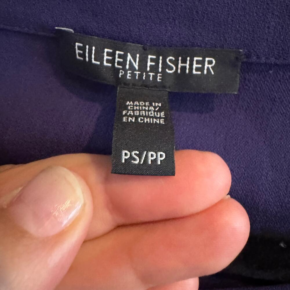 Eileen Fisher Silk Mini Dress Purple Crew Neck Pullover Long Sleeve Sz PS - Picture 2 of 4